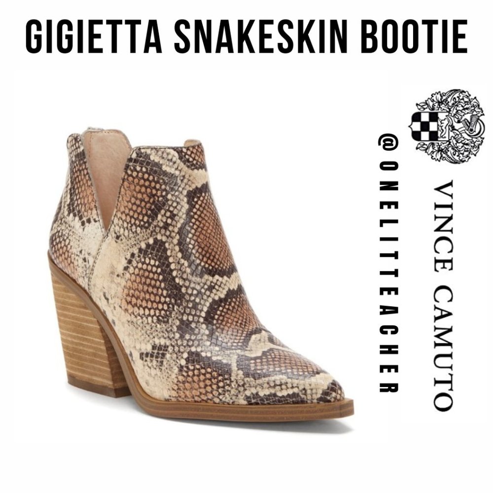 Vince Camuto Gigietta Snip-Toe Snakeskin Booties